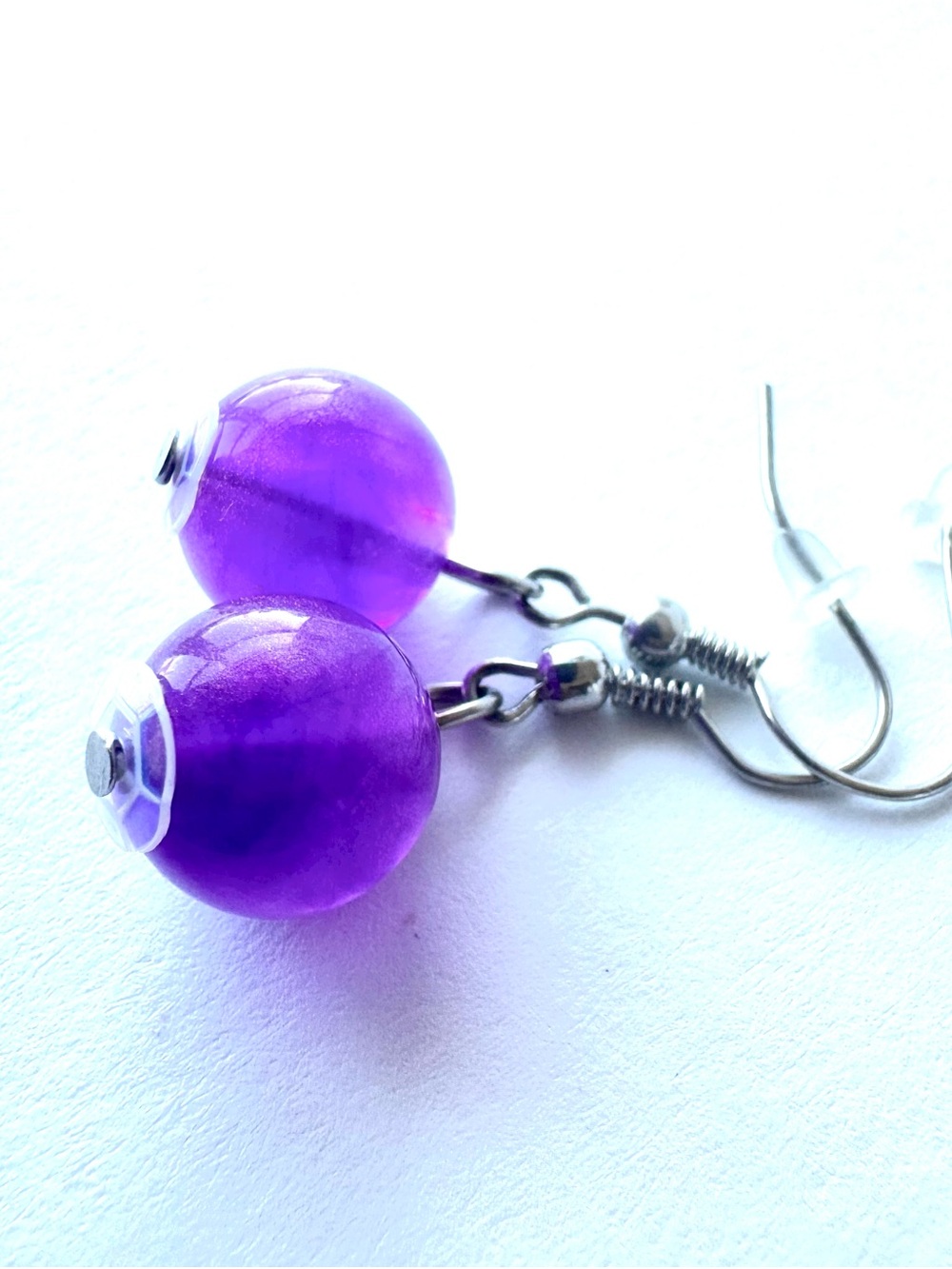 Purple Bead Drop Earrings